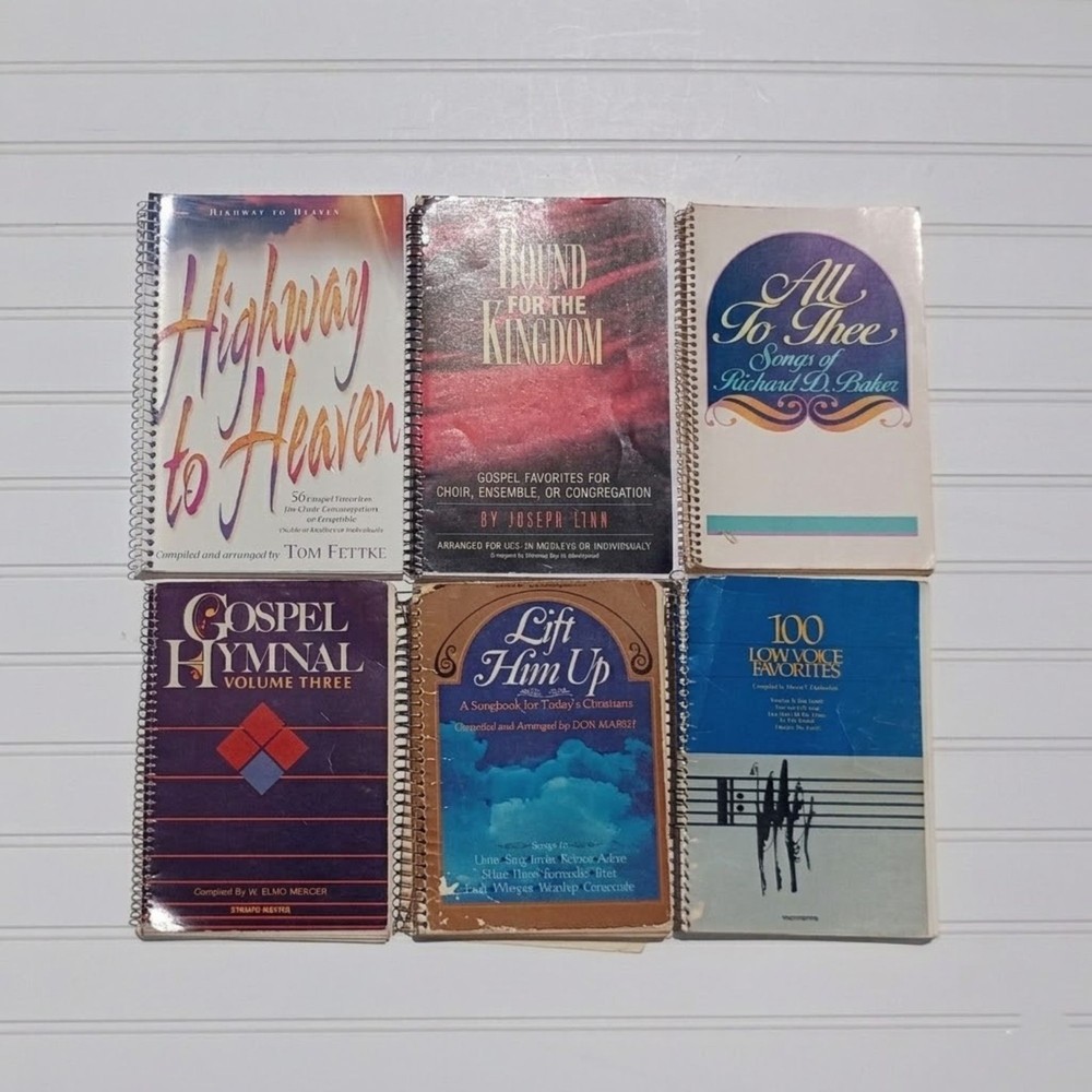 LOT OF 6 Vintage Southern Gospel Music Songbooks Paperback Spiral Bound Church