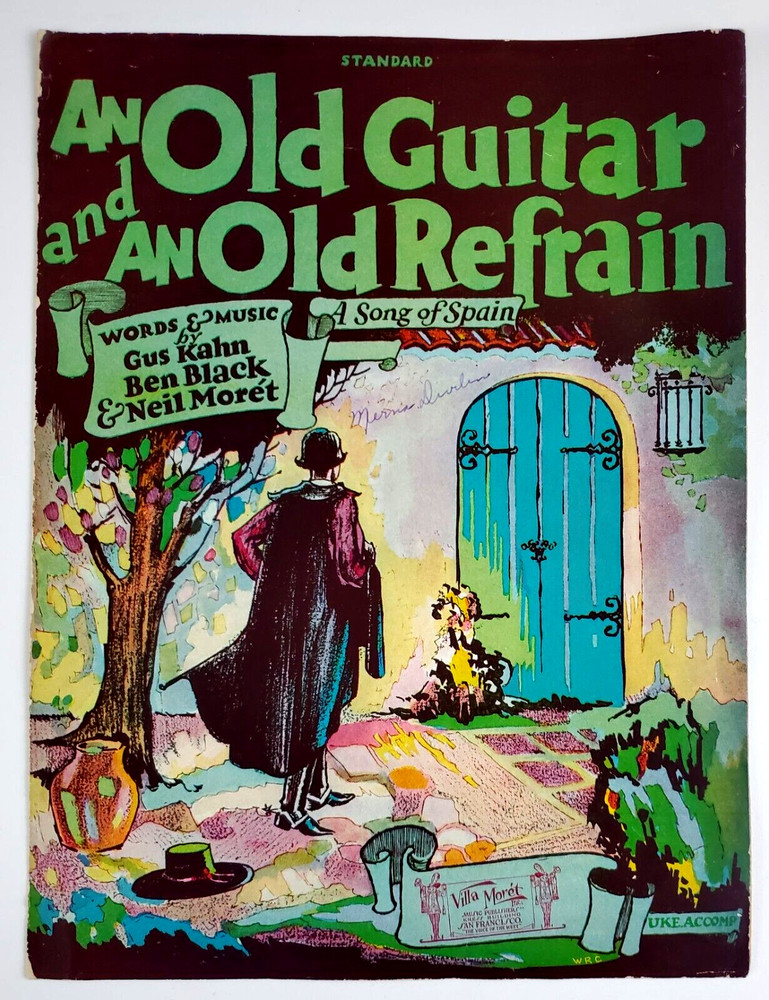 Old Guitar Refrain Song of Spain 1927 Vintage Sheet Music Kahn Piano Guitar