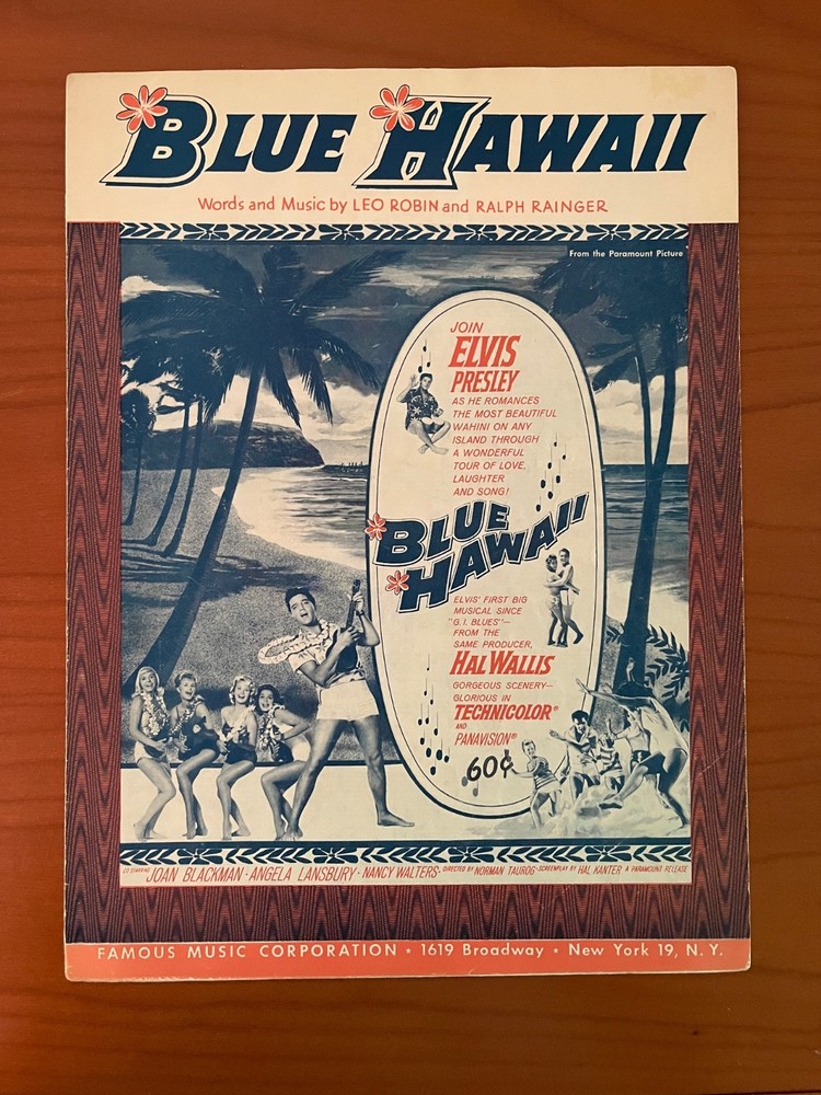 Blue Hawaii sheet music, starring Elvis Presely