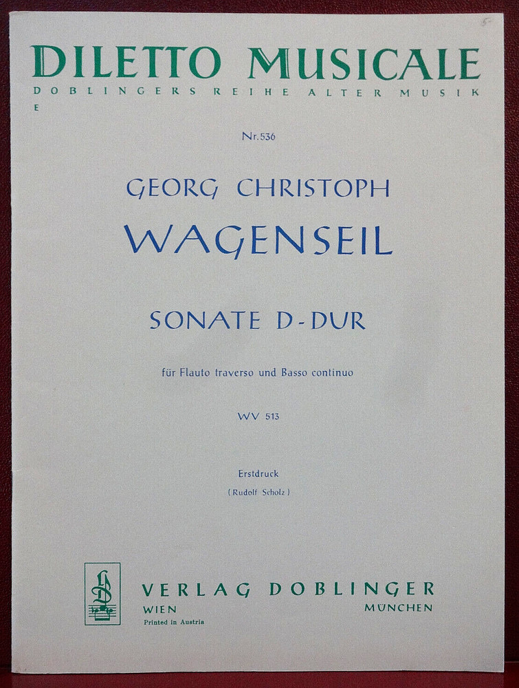 Vintage « Sonate D-Dur » for flute and Basso continuo by Wagenseil