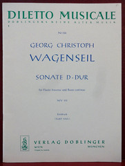 Vintage « Sonate D-Dur » for flute and Basso continuo by Wagenseil