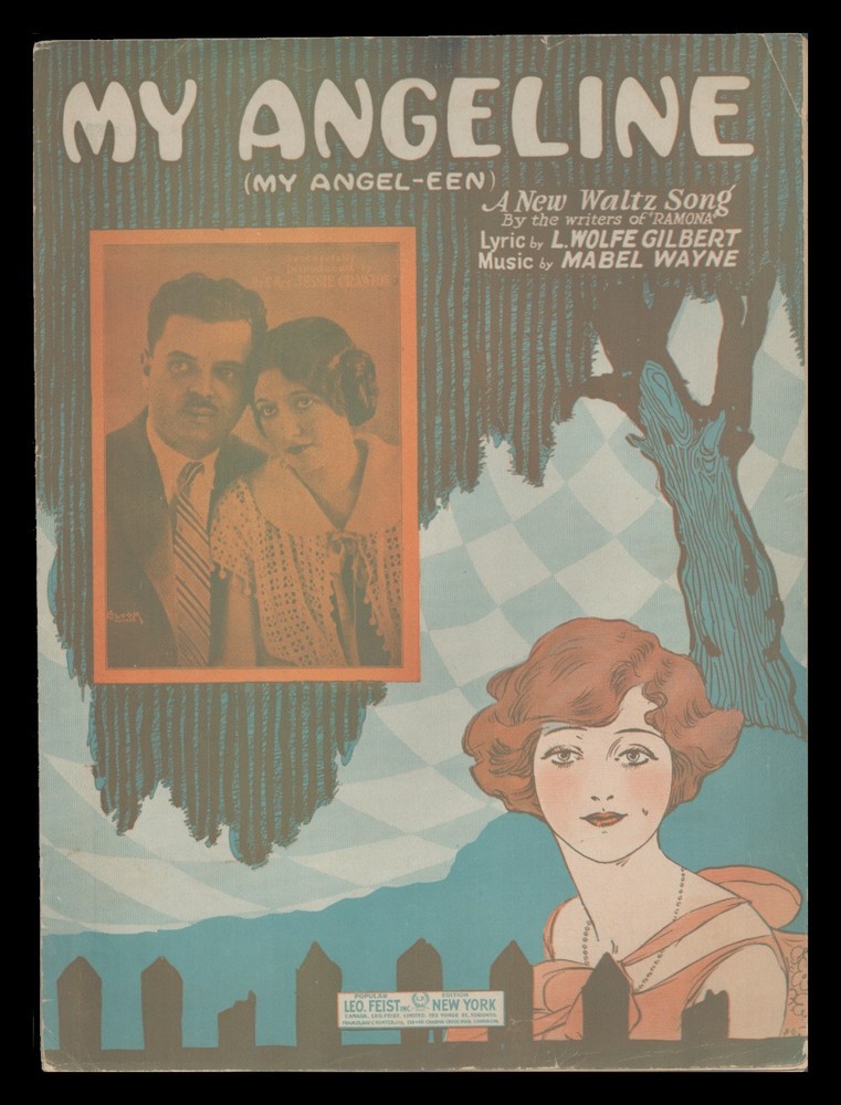 MY ANGELINE Gilbert/Wayne 1929 ORGANISTS MR/MRS JESSIE CRAWFORD Sheet Music