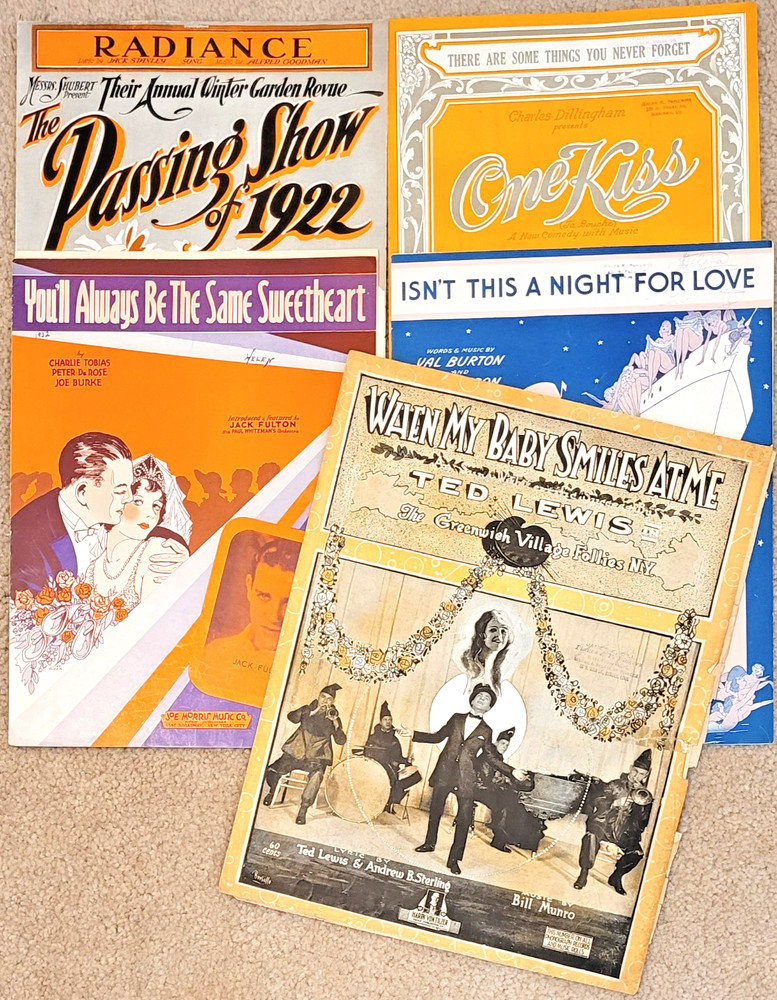 1920-1933 Lot of 5 Vintage Sheet Music Romance Theater Broadway Film