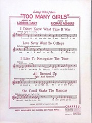 I Didn&rsquo;t Know What Time It Was Sheet Music Too Many Girls 1939 Musical Rodgers