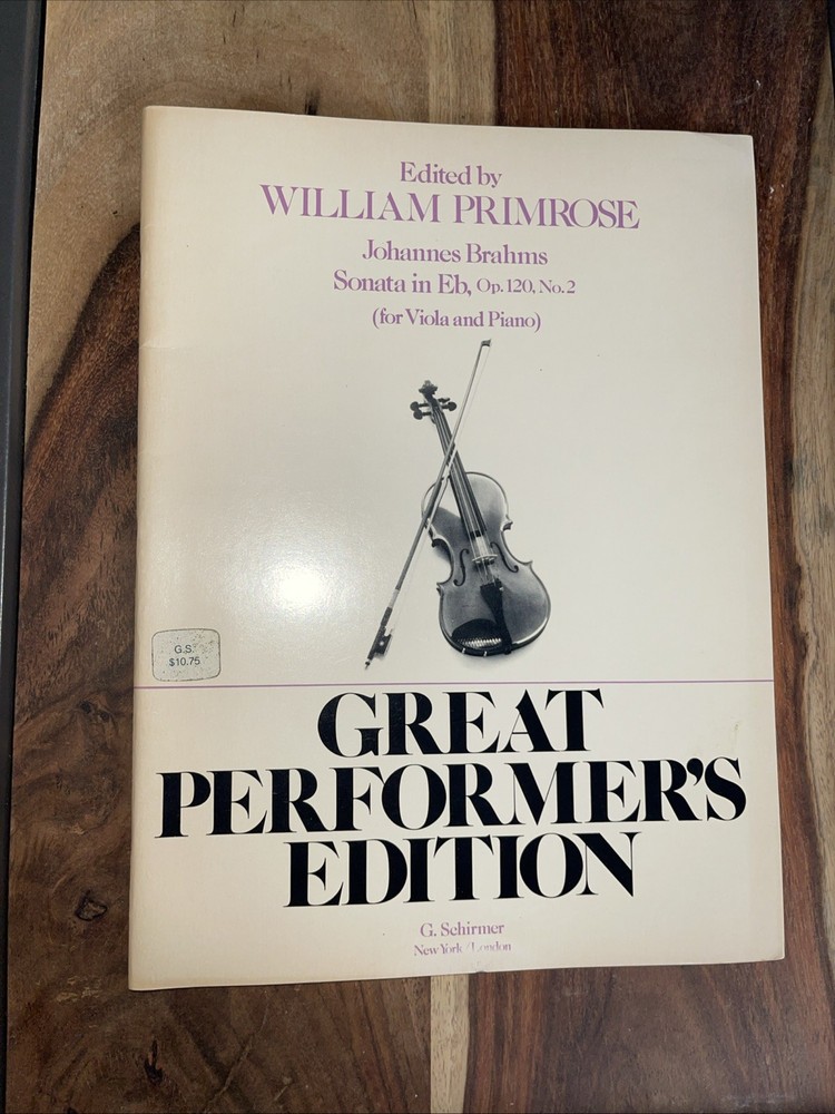 Brahms Sonata Eb Viola Piano Sheet Music Great Performer&rsquo;s Edition Schirmer &rsquo;79