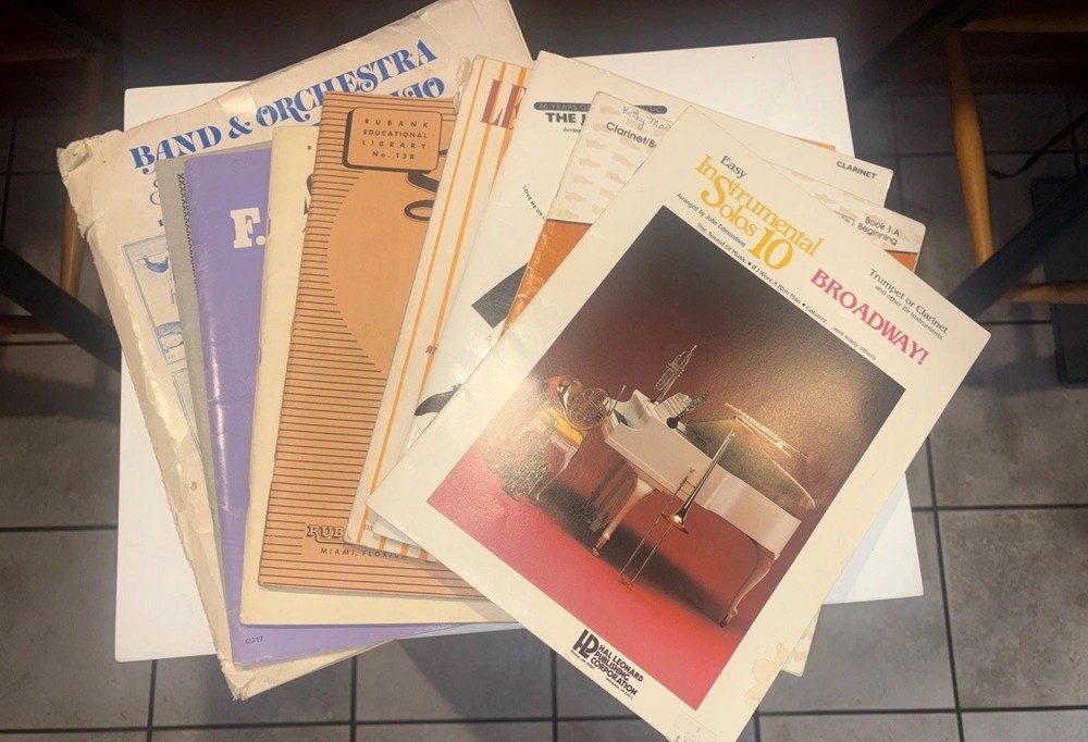 Vintage Lot Of 9 Clarinet With Piano Sheet Music Books Weber, Kent, Voxman
