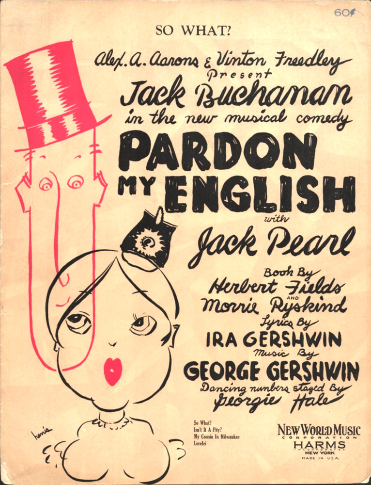 1933 GEORGE GERSHWIN / PARDON MY ENGLISH Broadway sheet music SO WHAT?