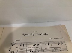 Sheet Music, SPAIN BY STARLIGHT, for Pianoforte, J. Lilian Vandevere, 1934