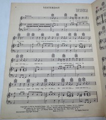 1965 Beatles Yesterday Sheet Music Lennon McCartney Paul Cover