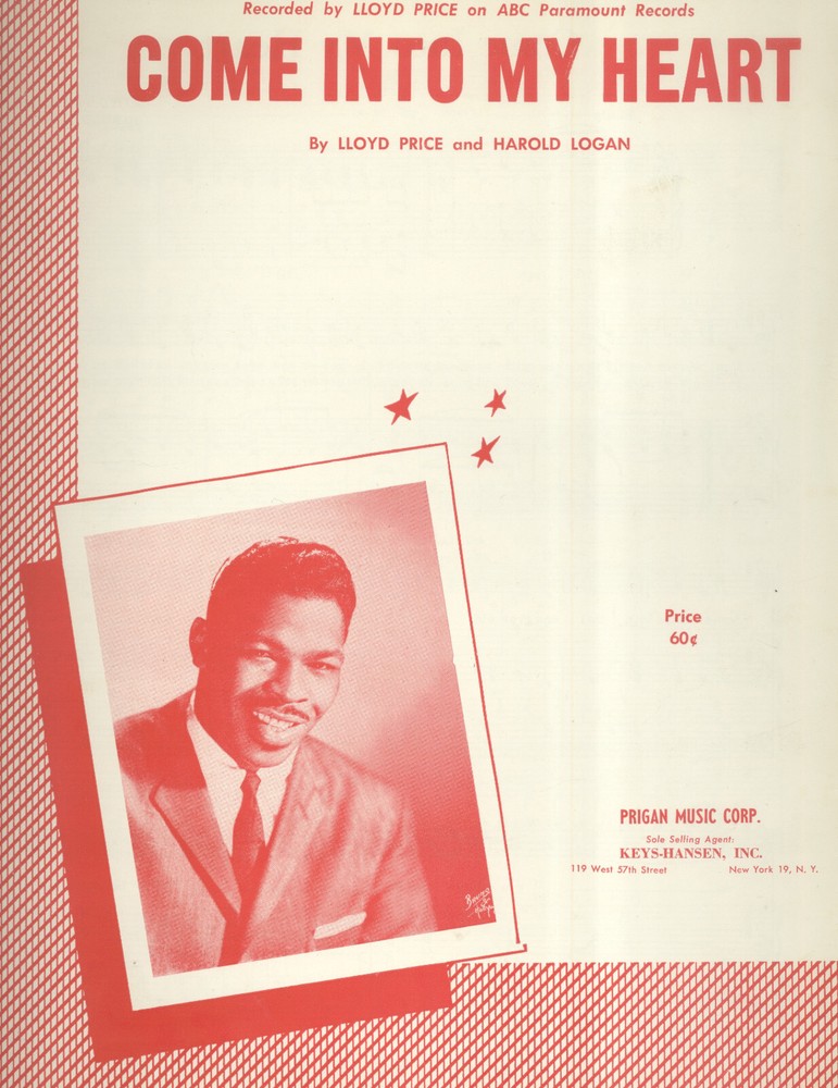 LLOYD PRICE Sheet Music « Come Into My Heart »