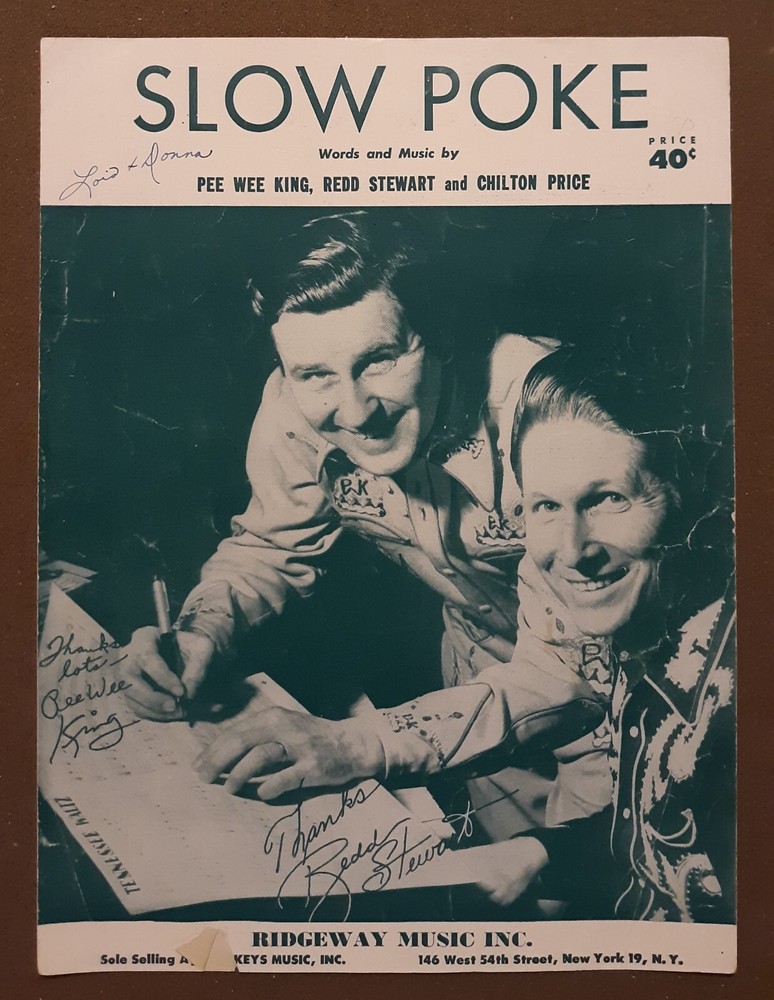 Slow Poke for Piano Vintage Sheet Music by King, Stewart & Price 1951