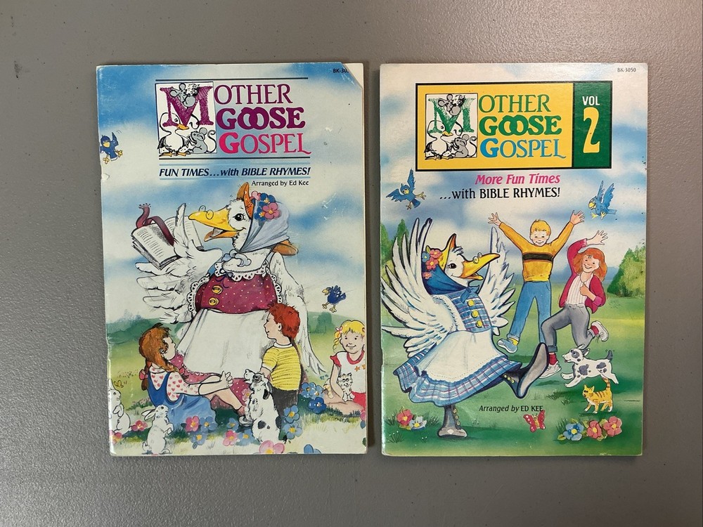 RARE/VINTAGE « Mother Goose Gospel » Songbooks Vol. 1 & 2 (1988/1989) Brentwood