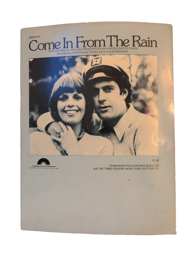 Come In From The Rain Sheet Music Captain & Tennille Piano Guitar Vocals F3J