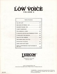 SOLOS FOR LOW VOICE, Volume 2 – SB-1003, 1981 PB