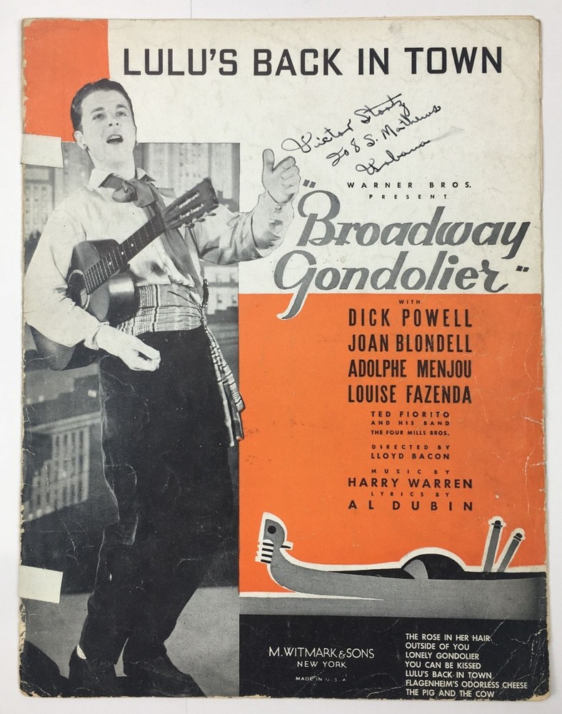 Lulu&rsquo;s Back In Town Piano Ukulele Sheet Music Broadway Gondolier M Witmark 1935