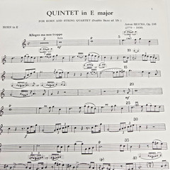 Anton Reicha Quintet in E Op 106 Horn String Quartet Music Score Parts Vintage