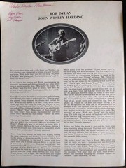BOB DYLAN RARE 1968 SONGBOOK JOHN WESLEY HARDING SELF PUB. Vintage