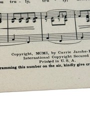 Antique Carrie Jacobs-Bond Women’s Chorus Sheet Music MCMI 1901 VTG