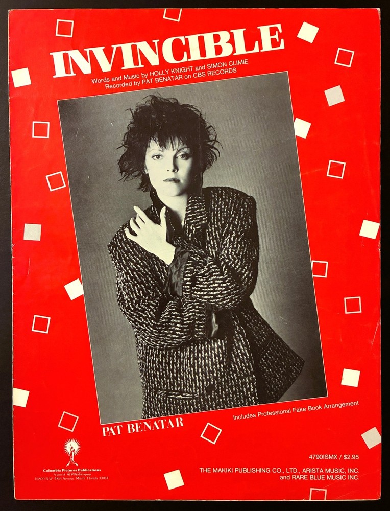 1985 PAT BENATAR « INVINCIBLE » SHEET MUSIC – FAKE BOOK – ROCK POP ERA