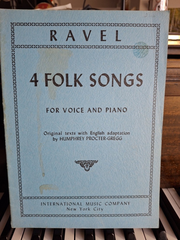 Ravel 4 Folk Songs Sheet Music for Piano Voice (Span., French, Italian, Hebrew)