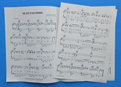 Richard Marx Too Late Say Goodbye Sheet Music Piano Vocal Guitar 1989 USA SELLER