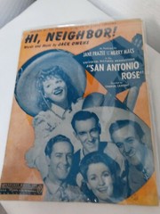 Hi Neighbor Sheet Music Vintage 1941 San Antonio Rose By Jack Owens