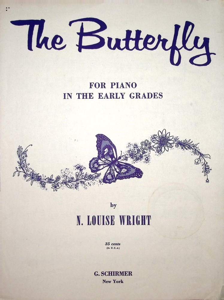 The Butterfly N. Louise Wright Piano Sheet Music 1919 G. Schirmer Early Grades