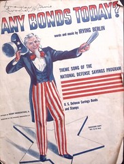 1941 WWII UNCLE SAM IRVING BERLIN ANY BONDS TODAY? SHEET MUSIC US DEFENSE T2