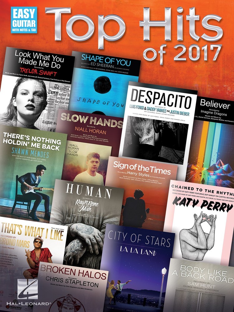 Top Hits of 2017 for Easy Guitar Notes & Tab Sheet Music Chords Lyrics Song Book