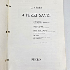 Verdi 4 Pezzi Sacri Sacred Choral Sheet Music Score Italy 1989 Italian Vtg