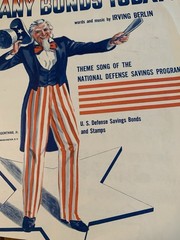 Vintage 1941 Sheet Music Cover, “ Any Bonds Today” By Irving Berlin,Uncle Sam