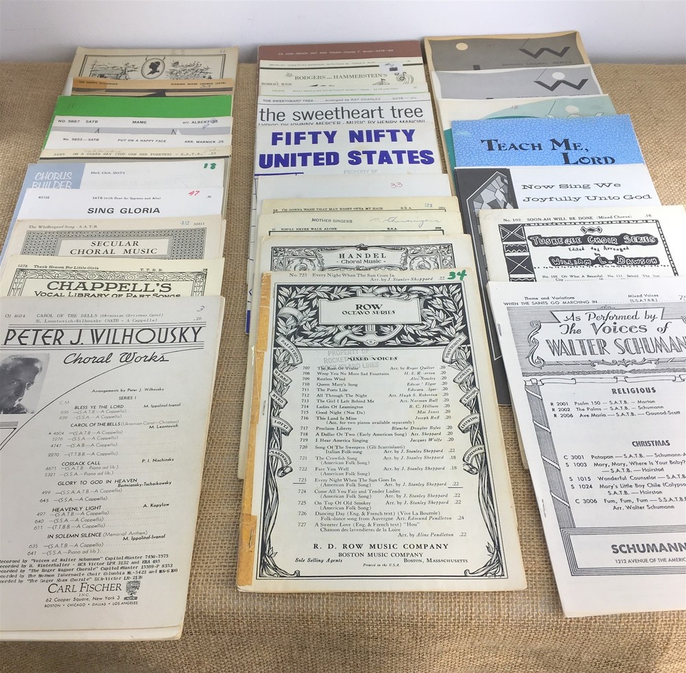 Octavo Choir Sheet Music Lot of 34 Popular Choral SATB Vintage 1930s -1970s