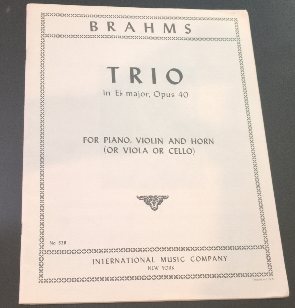 Brahms Trio in E-flat Major Op. 40 Sheet Music Piano Violin Horn IMC No. 838