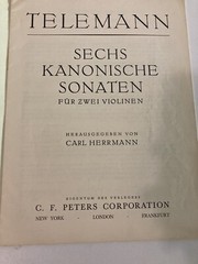 Telemann Sechs Kanonische Sonaten 2 Violinen Edition Peters Nr 4394