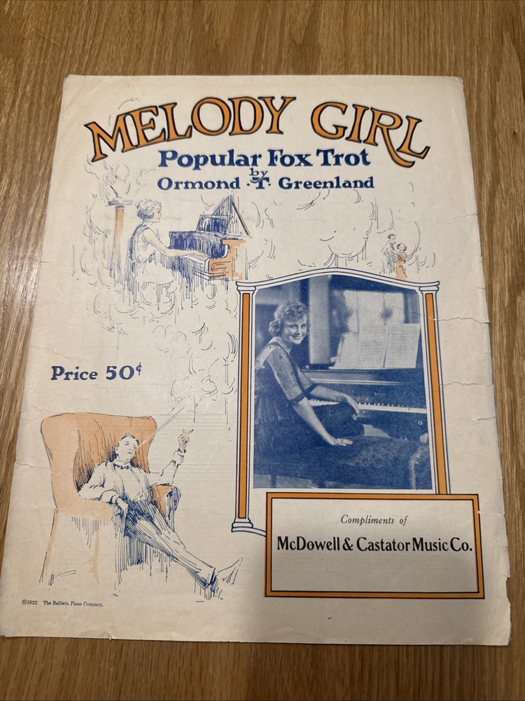 Vintage “Melody Girl” Sheet Music, Popular Fox Trot, 1922