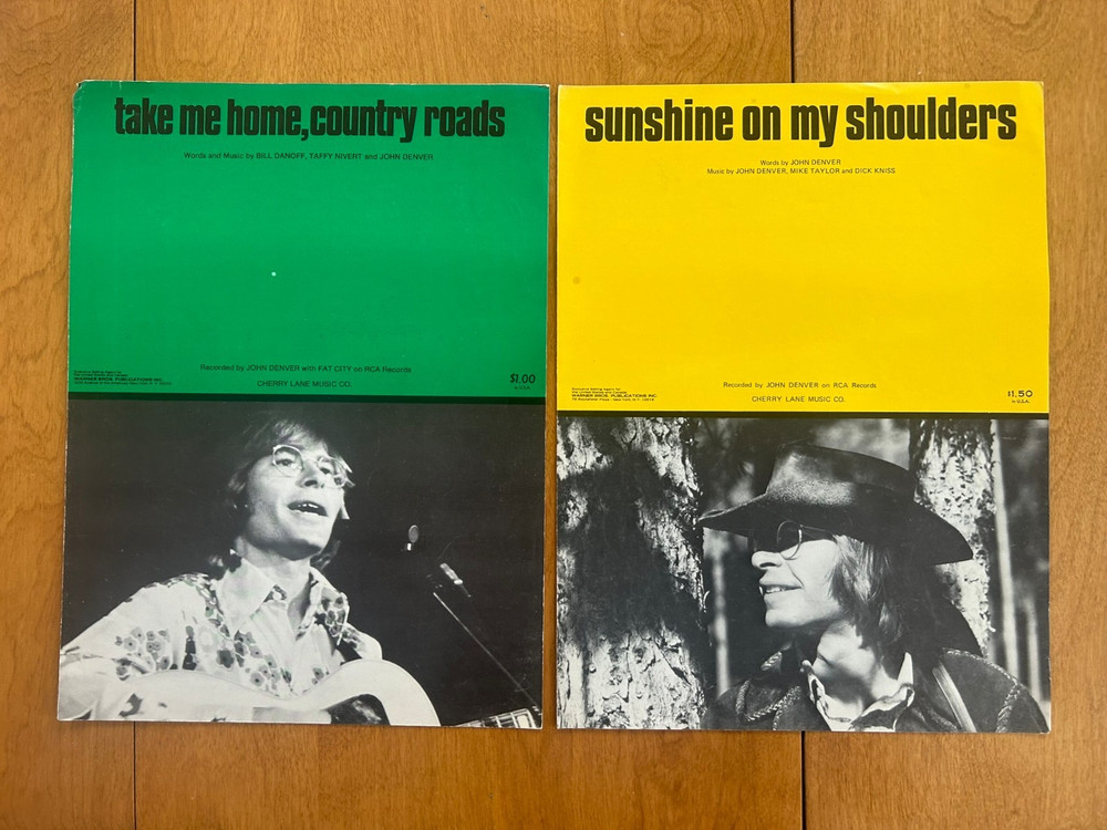 Vtg. 1971 « Take Me Home, Country Roads & Sunshine On My Shoulders » Sheet Music
