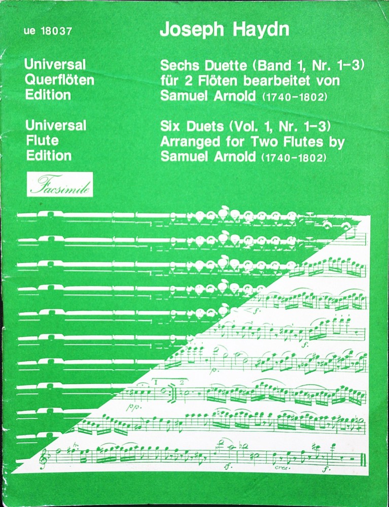 Haydn Six Duets Vol 1 nr. 1-3 arranged for 2 flutes by Samuel Arnold