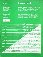 Haydn Six Duets Vol 1 nr. 1-3 arranged for 2 flutes by Samuel Arnold