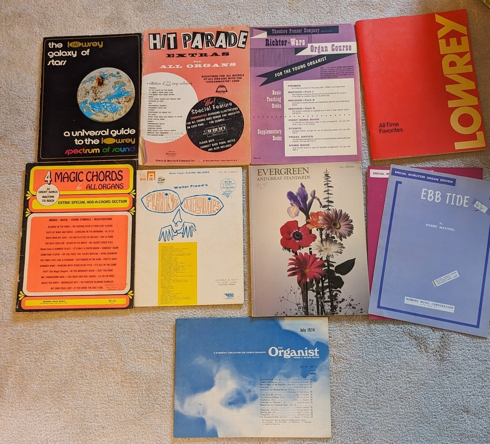 Lot Of Organ Music 8 Books And 2 Sheet Music Vintage Sheet Music
