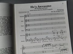 He&rsquo;s Awesome – 1993 sheet music – SAA Trio a Cappella – Passereau / Gregg Smith