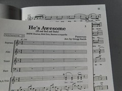 He&rsquo;s Awesome – 1993 sheet music – SAA Trio a Cappella – Passereau / Gregg Smith