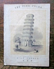 c1860 Pisa Polka Victorian Music Sheet E.H.B. Brandard Italy Leaning Tower of