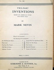 Two-Part Inventions Based on American Tunes Vtg Sheet Music Book 10 Songs (1941)