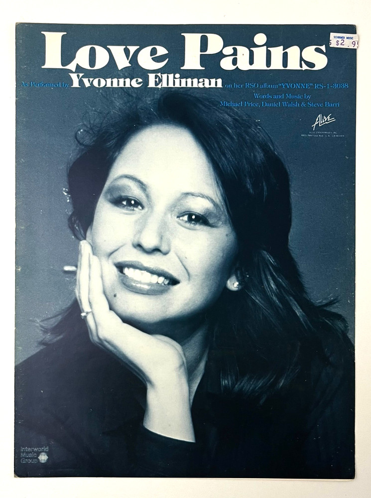 1979 Love Pains Yvonne Elliman Piano Vocal Price Walsh Barri Vintage Sheet Music