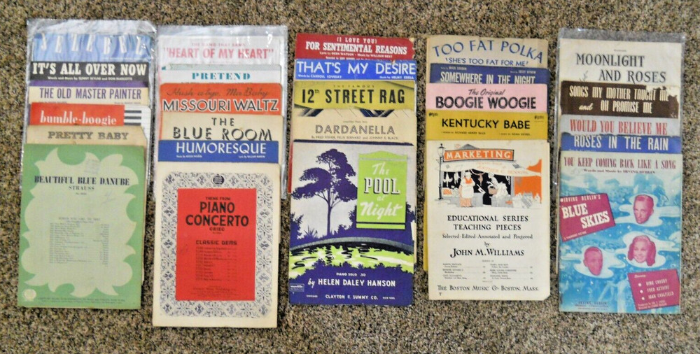 Piano Sheet Music – 28 Individual Pieces from the 1940&rsquo;s and Earlier