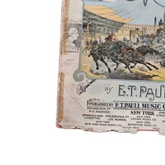Antique 1901 Chariot Race or Ben Hur March Sheet Music E.T. Paull Lithograph