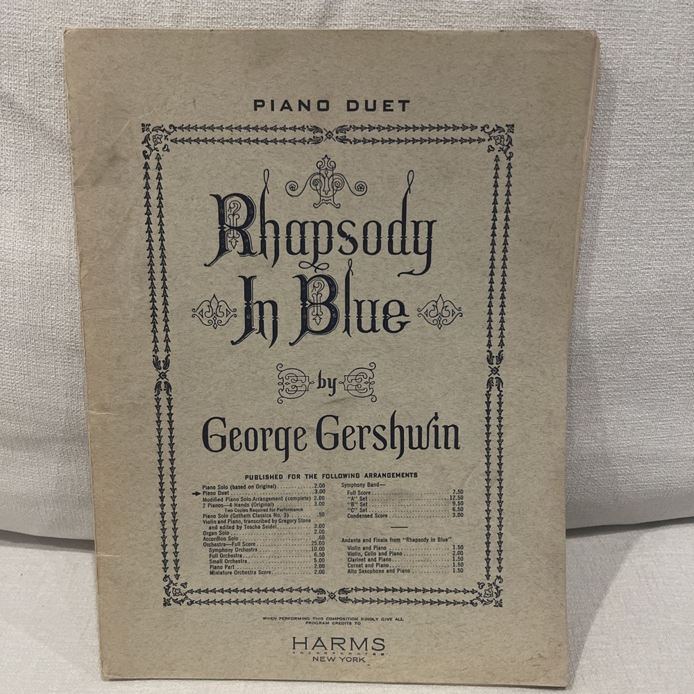 George Gershwin « Rhapsody in Blue » DUET Piano Score, Presentation copy Harms Pub