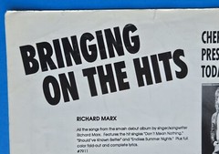 Richard Marx Hold On To The Nights Piano Vocal Guitar 1987 Sheet Music US SELLER