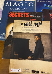 Popular Sheet music piano guitar vocal. NEW. Lot of 6. Pop Disney Coldplay Bruno
