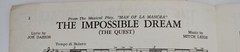 Vintage 1965 Sheet Music for « The Impossible Dream » Man Of La Mancha Musical